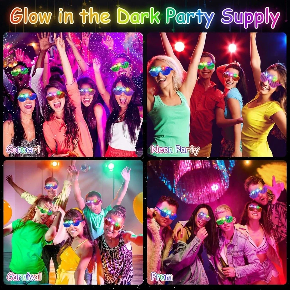NWT 85pc LED Glasses, 5 Colors‎ Light Up Glasses with 3 Light Modes